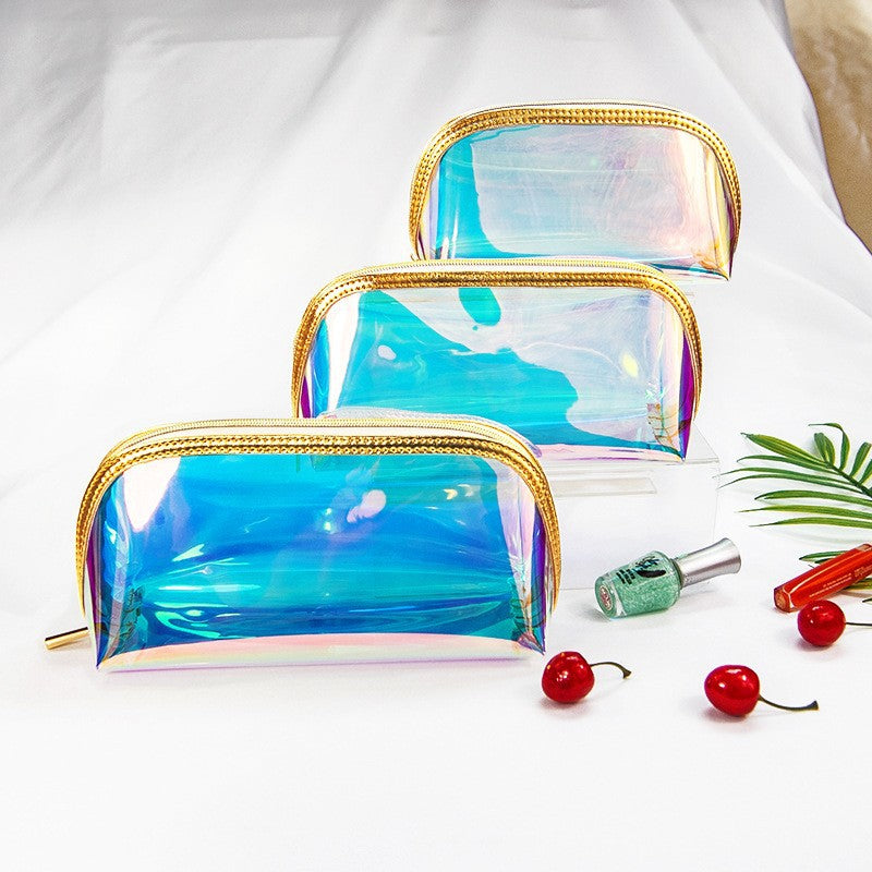 Iridescent Transparent Semicircle Three-piece Heart Advanced Cosmetic Bags