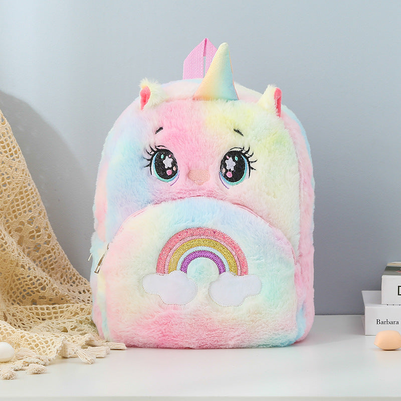 Children's Large Unicorn Colorful Plush Big Eyes Elementary School Students' Schoolbags