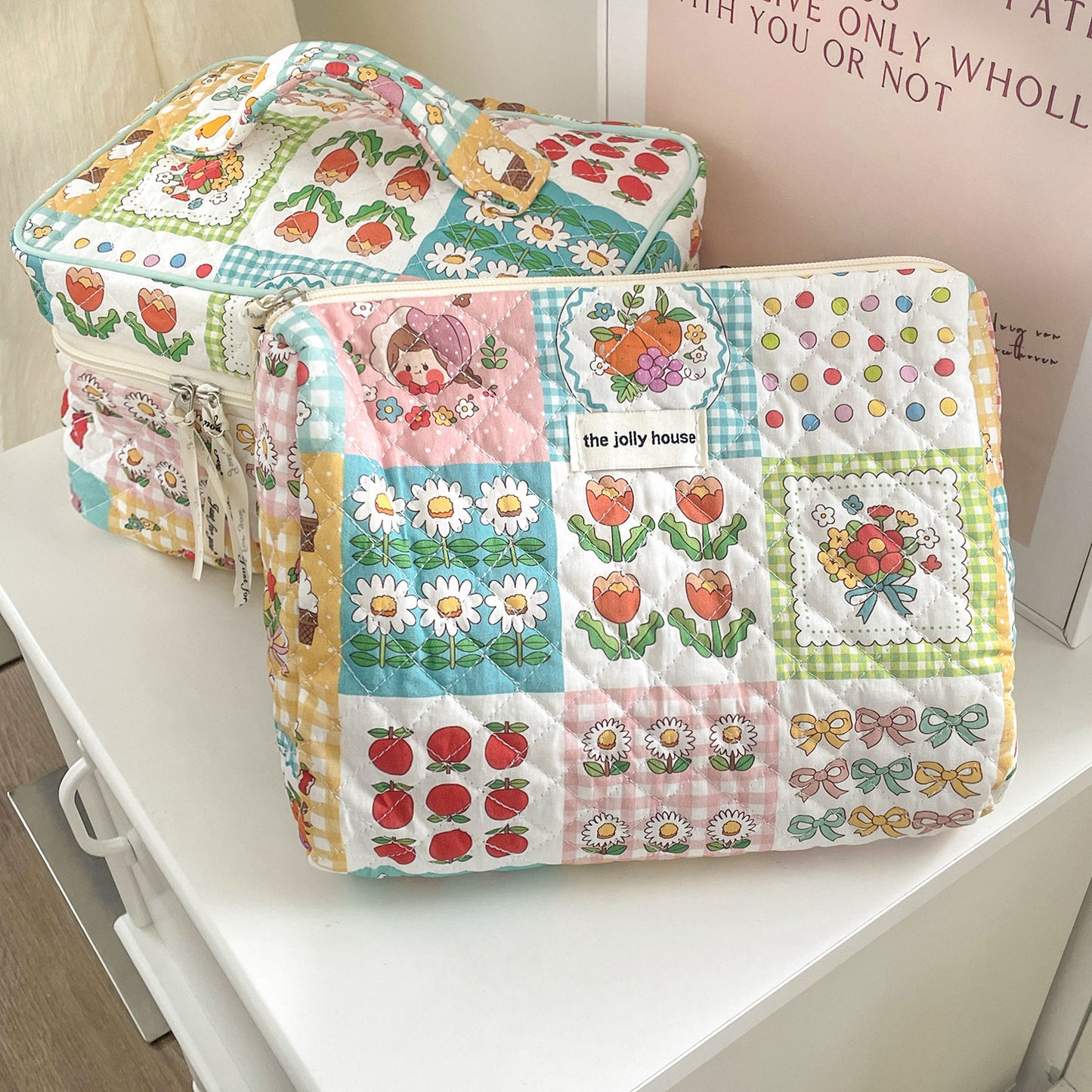 Colorful Garden Storage Cute Quilted Portable Cosmetic Bags