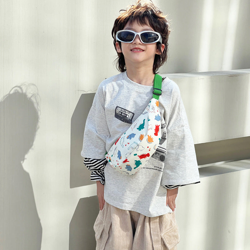 Dessin animé petit dinosaure look garçon tendance cool sacs de taille pour enfants