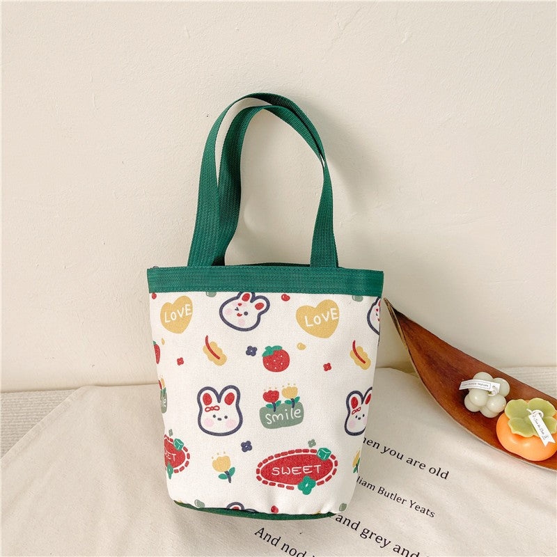 Bucket Portable Canvas Korean Style Heart Mummy Children's Shoulder Bags