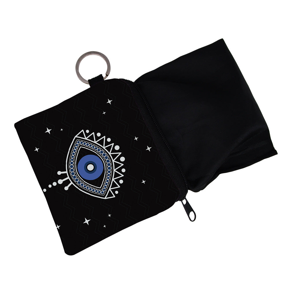 Women's Evil Eye Printing Pattern Zipper Small Purses