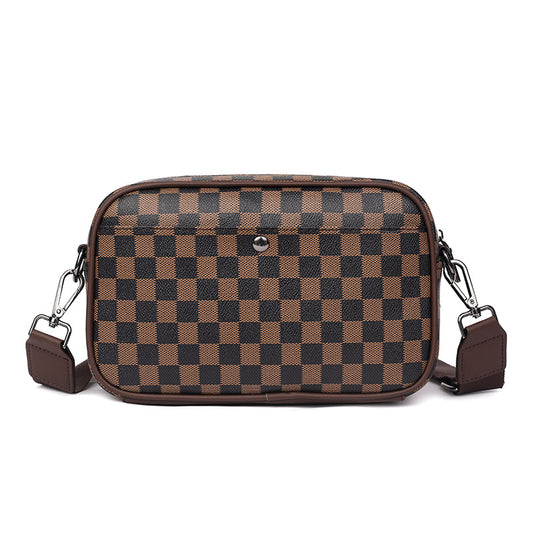 Men's Check Pattern Leisure Poor Small Multifunctional Men's Shoulder Bags