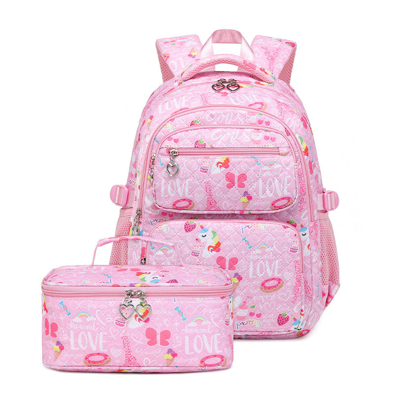 Two-piece Primary Female Sunshine Rainbow Printed Elementary School Students' Schoolbags