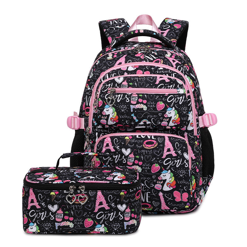 Two-piece Primary Female Sunshine Rainbow Printed Elementary School Students' Schoolbags