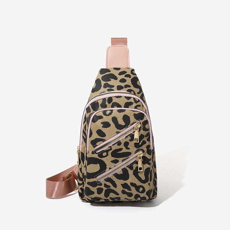 Women's Leopard Print Contrast Color One Cell Waist Packs