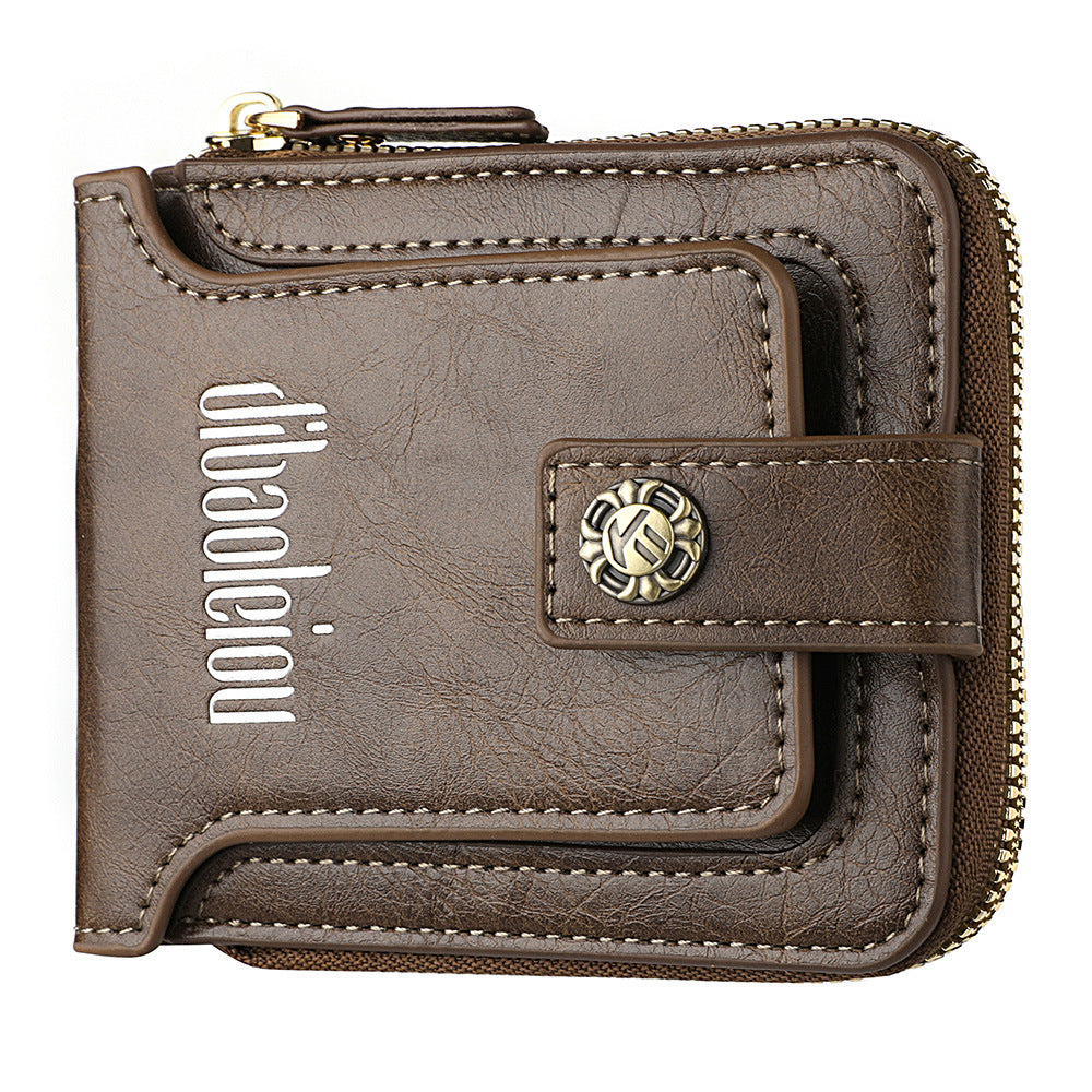 Men's Horizontal Short Zipper Retro Boys Men's Wallets