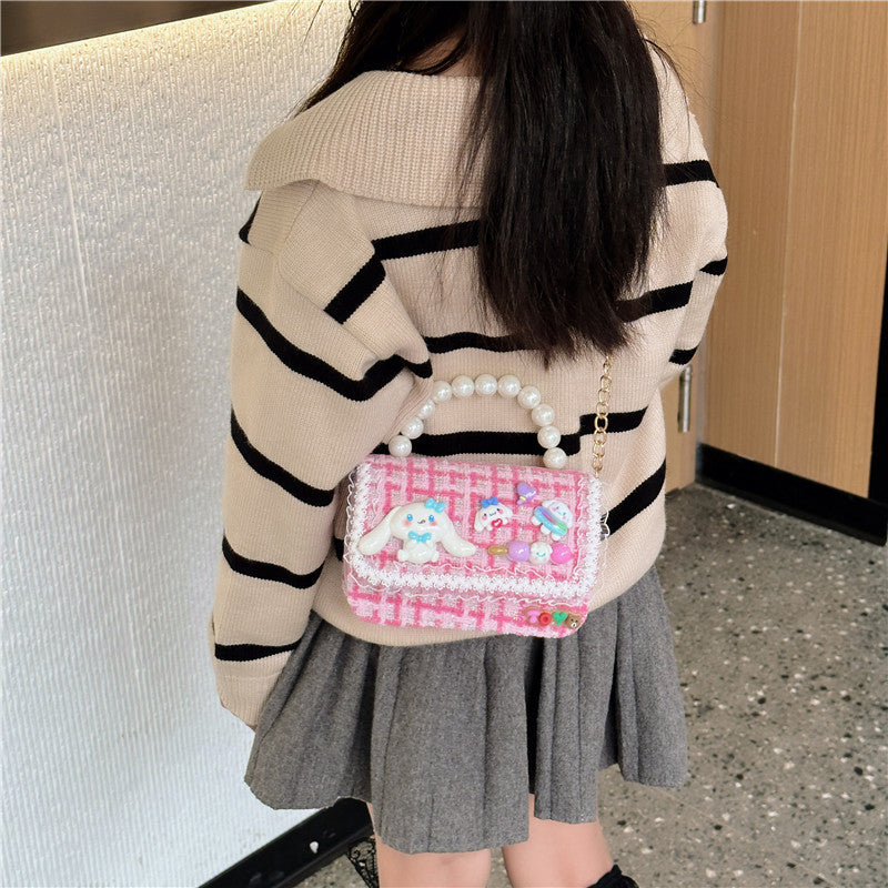 Children's Cartoon Fashion Pearl Tote Simple Chain Children's Shoulder Bags