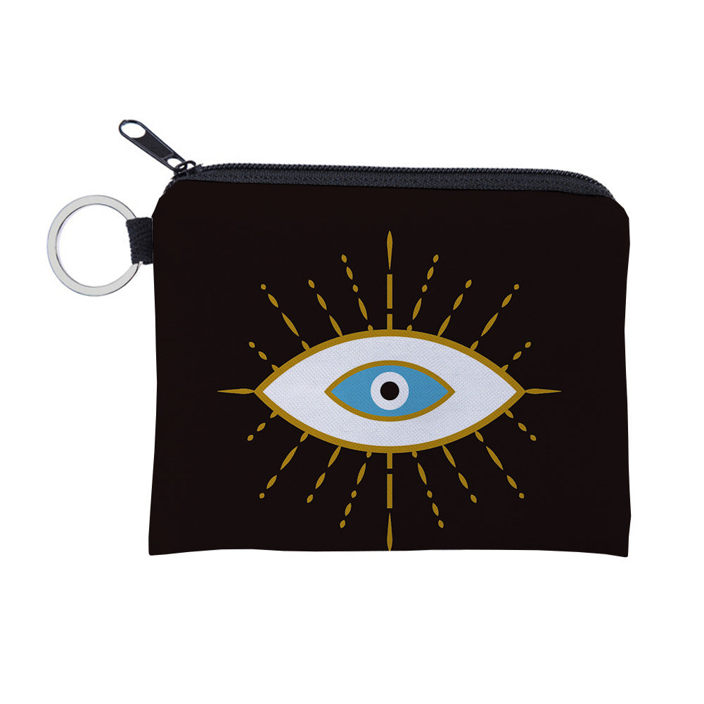 Women's Evil Eye Printing Pattern Zipper Small Purses