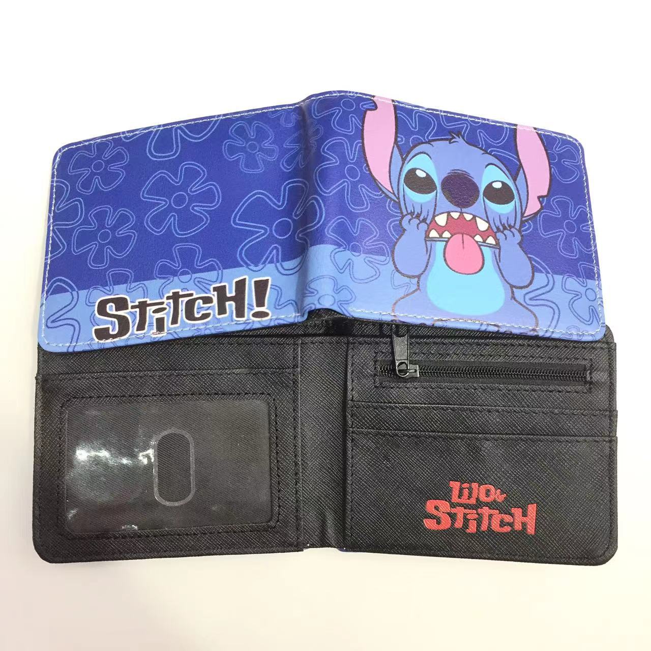 Cute Cartoon Stitch Short Anime Blue Long Coin Purses