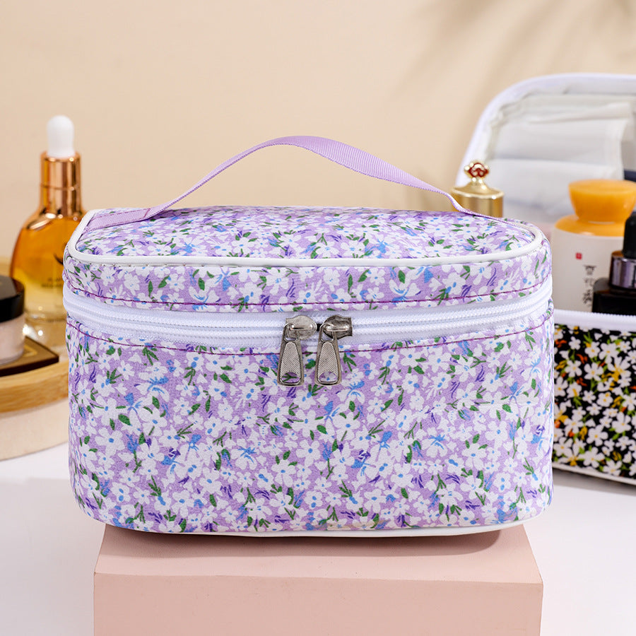 Portable Large Capacity Small Floral Storage Cosmetic Bags