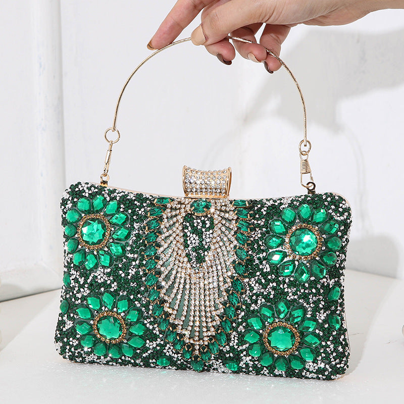 Women's Diamond Banquet Dress Portable Small Square Evening Bags