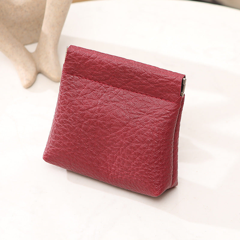 Imitation Leather Litchi Pattern Clip Mouth Pocket Bags