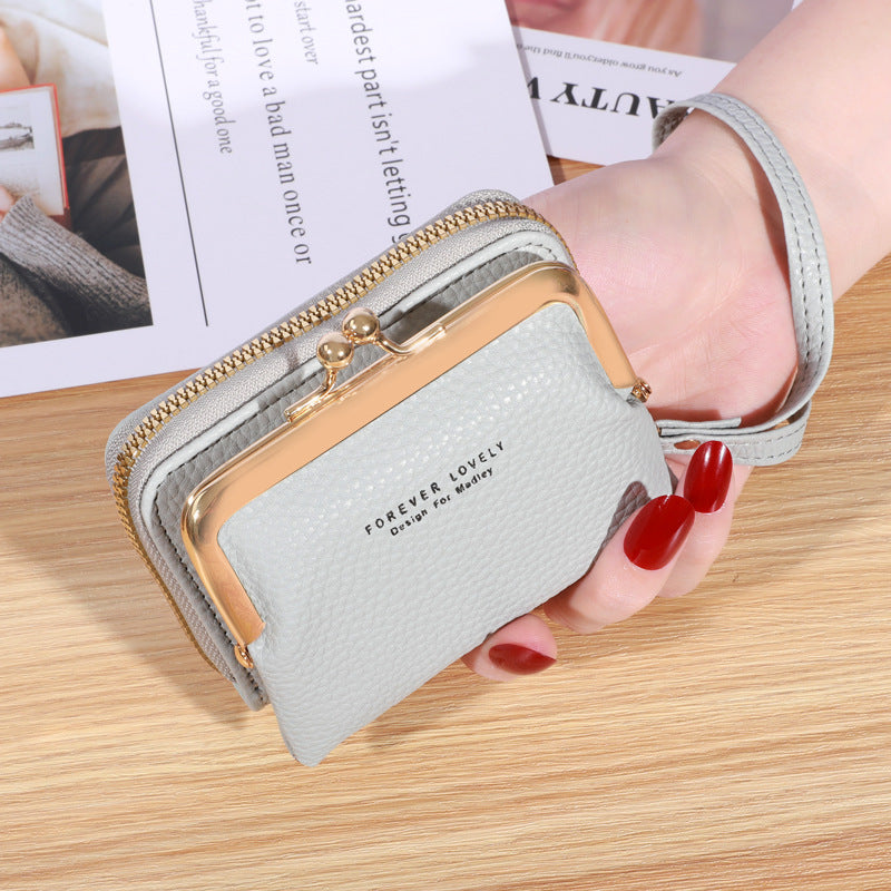 Women's Wrist Strap Short Korean Style Clip Coin Purses