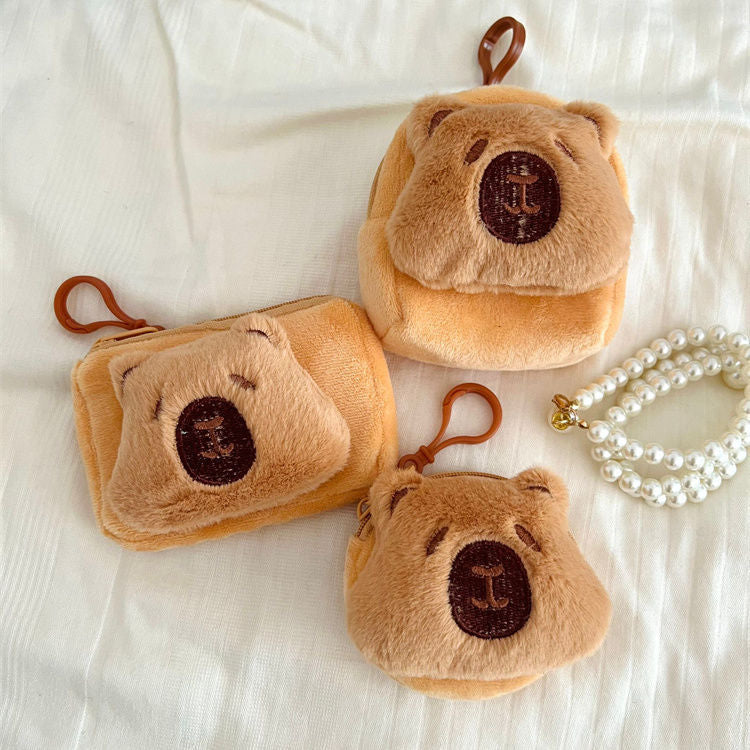 Capybara Plush Little Bear Doll Pendant Mini Coin Purses