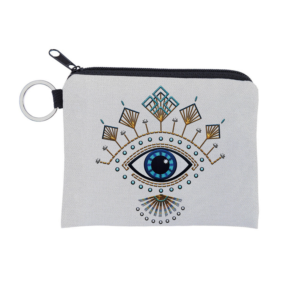 Women's Evil Eye Printing Pattern Zipper Small Purses