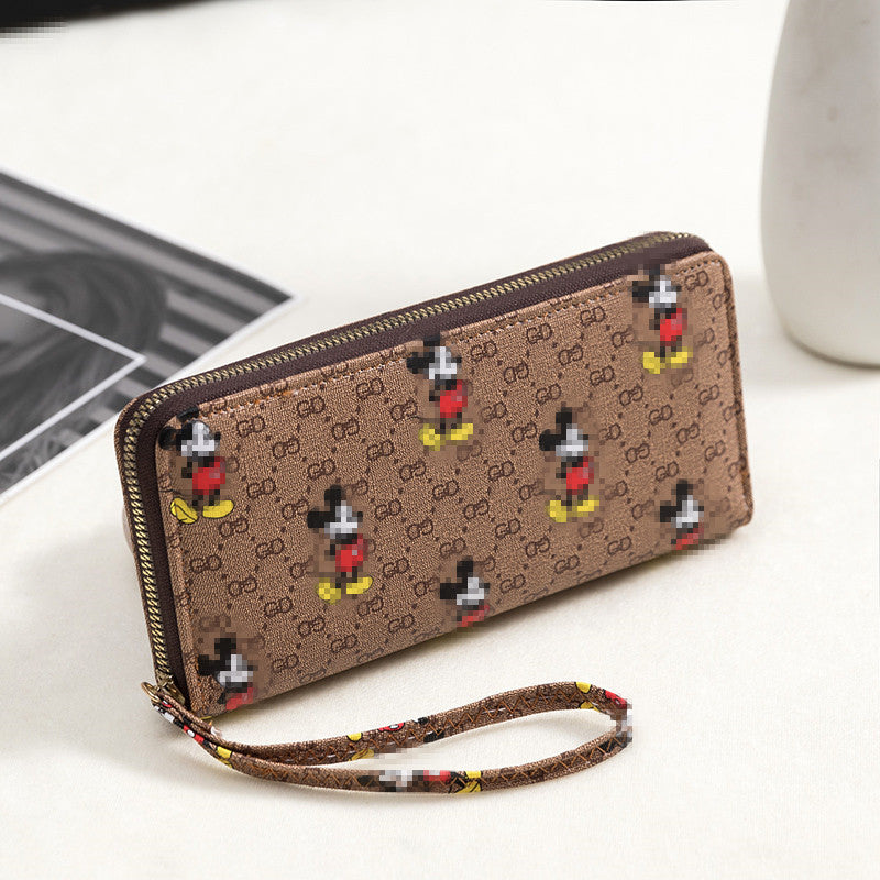 Mickey Zipper Printing Certificate Korean Style Western Large Capacity Ladies Wallets