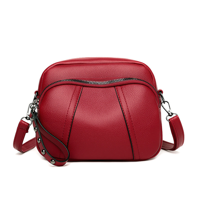 Women's Small Square With Zip Simple Soft Shoulder Bags