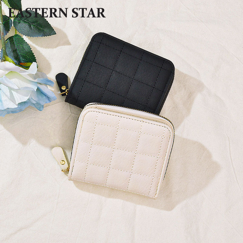 Cute Square Solid Color Soft Leather Ladies Wallets