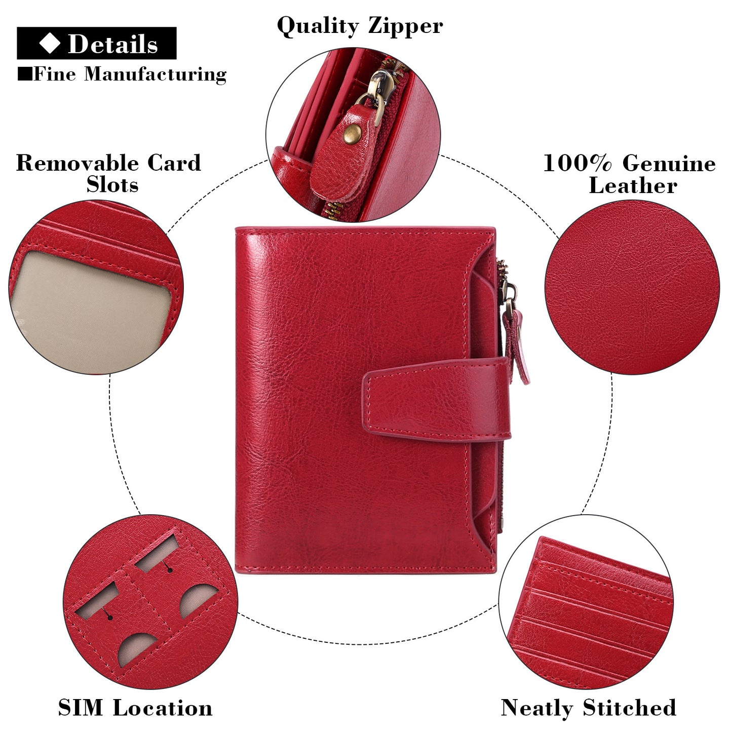 Women's Glamorous Stylish Short Genuine Leather Ladies Wallets