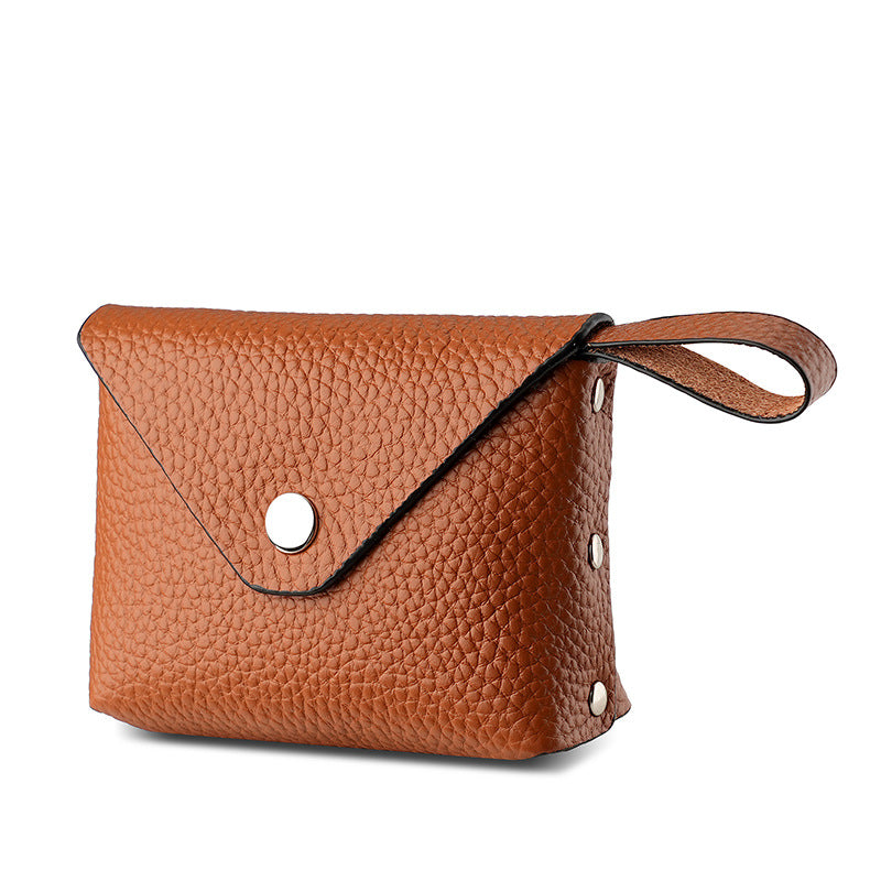 Mini porte-monnaie en cuir de vache véritable première couche pour femme