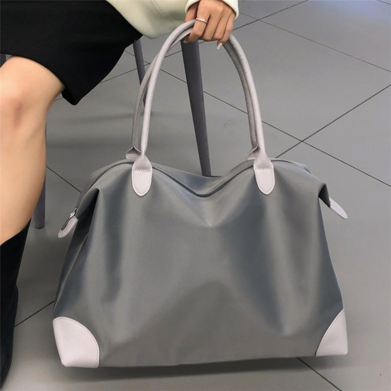 Women's Large Niche Fashionable Simple Contrast Color Capacity Short Travel Bags