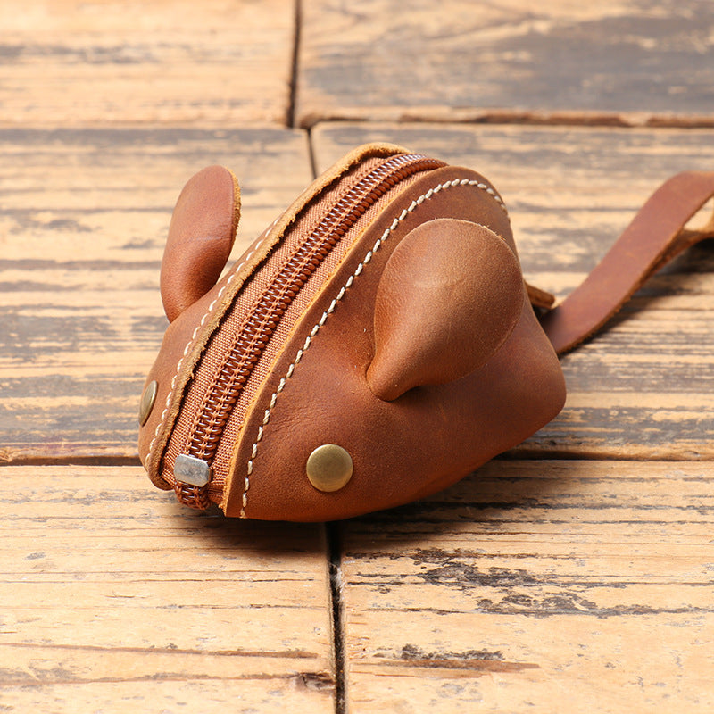 Children's Genuine Leather First Layer Cowhide Mouse Coin Purses