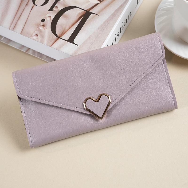 Women's Color Love Hardware Multiple Slots Mobile Ladies Wallets