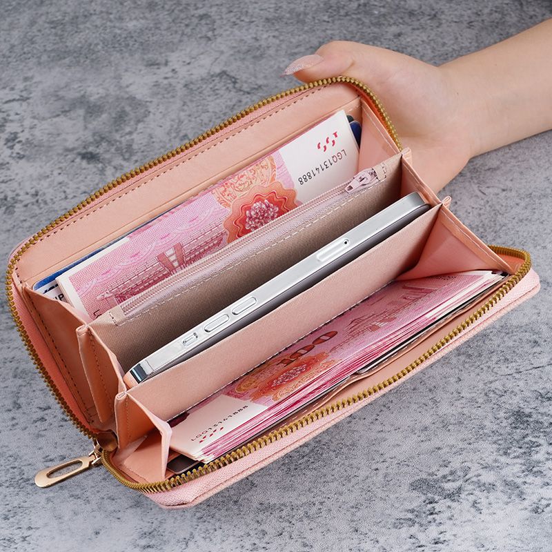 Pochette de Style coréen pour femmes, longue fermeture éclair, grands portefeuilles pour dames