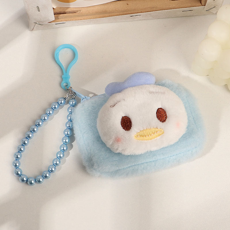 Necklace Plush Pendants Square Zipper Storage Coin Purses