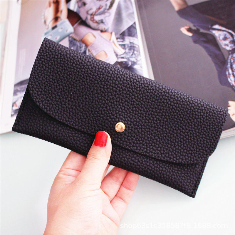 Fashion Lychee Pattern Simple Thin Long Ladies Wallets