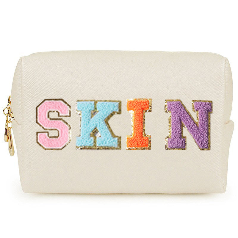 Towel Embroidery Lettered Make-up Chenille Waterproof Cosmetic Bags