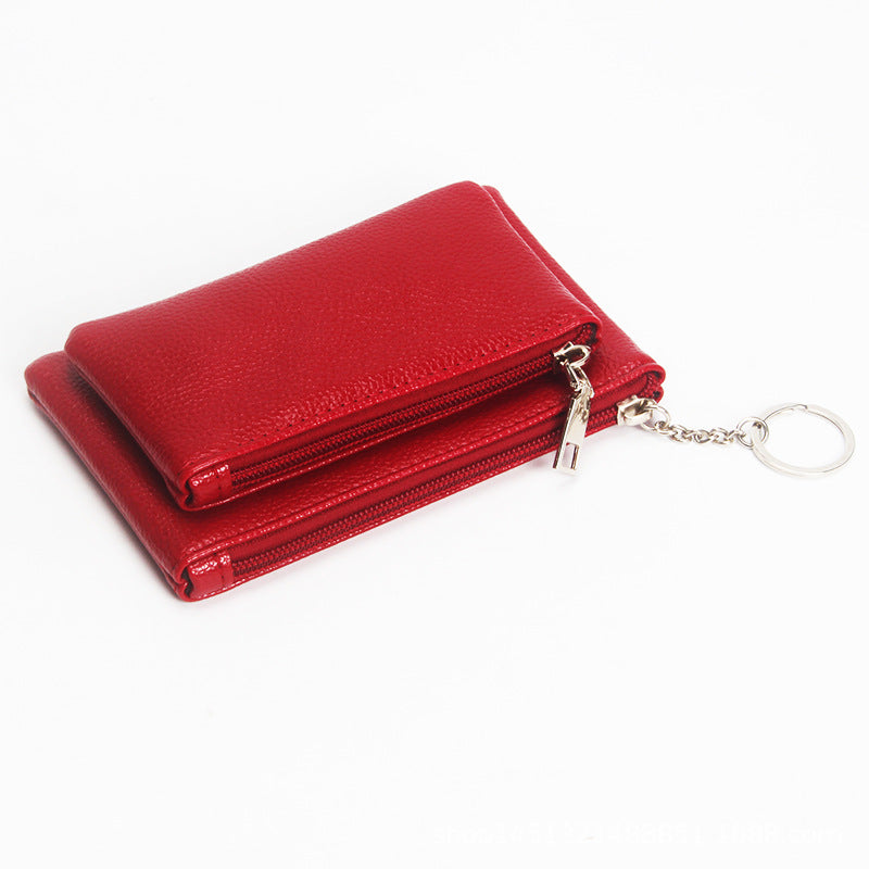 Fresh Sweet Solid Color Leather Litchi Pattern Coin Purses