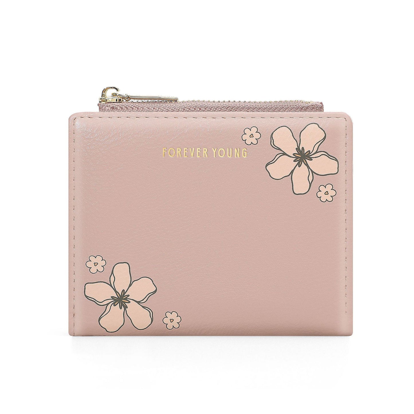 Women's Short Print Two-fold Zipper Korean Style Card Holder