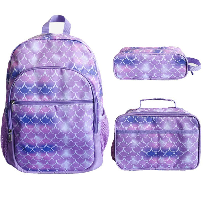 Children's Autumn Three-piece Unicorn Lunch Pencil Suit Elementary School Students' Schoolbags