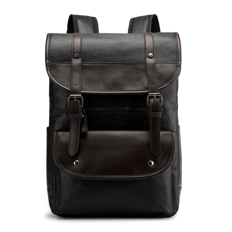 Men's Leather Simple Large Capacity Business Computer Backpacks