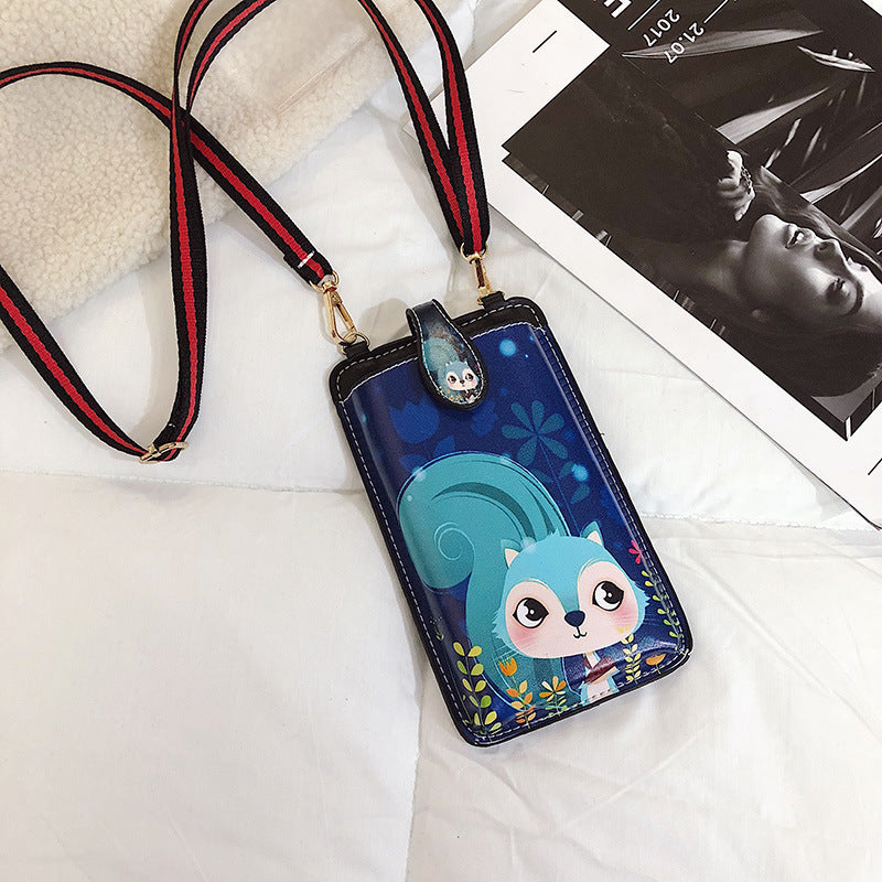 Women's Style Printed Cartoon Mobile Vertical Small Phone Bags