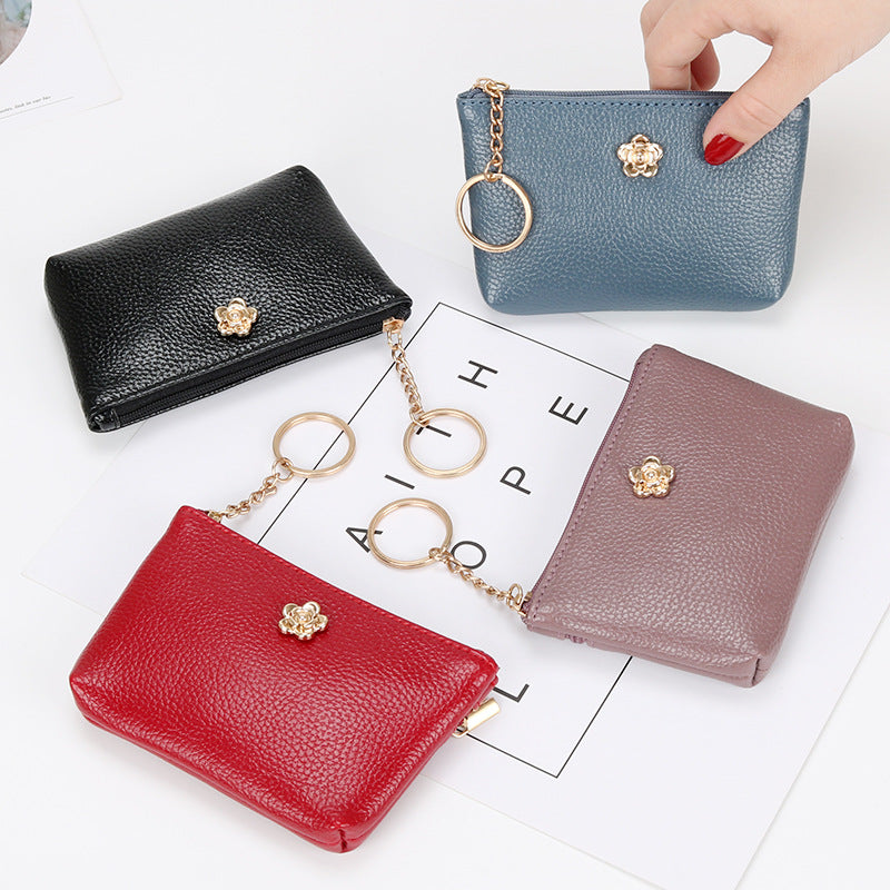 Women's Authentic Leather Tactile Feel Short Korean Coin Purses