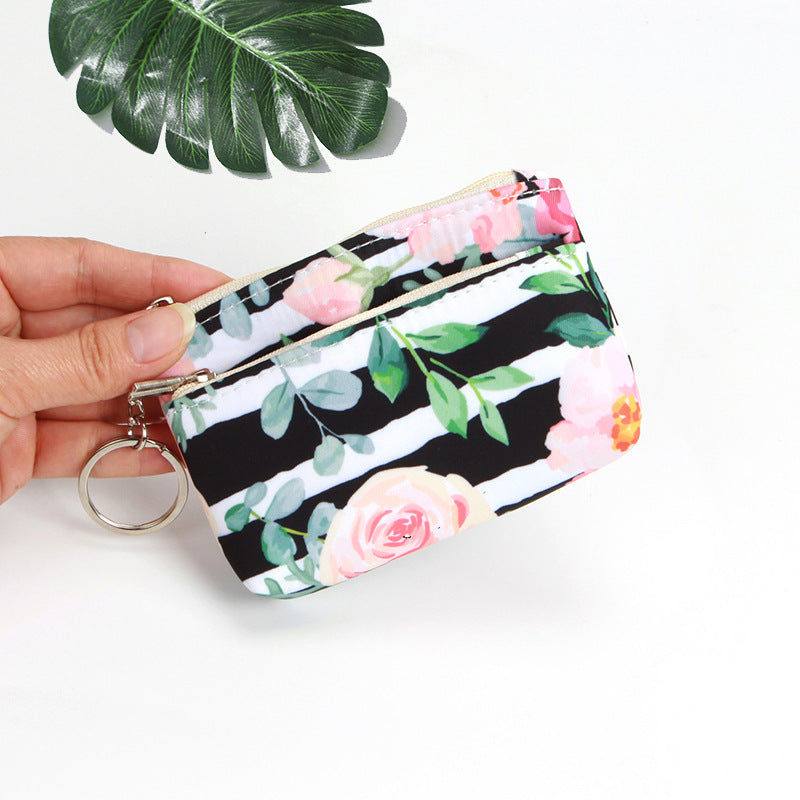 Mini pochette courte en tissu pour femmes, porte-monnaie