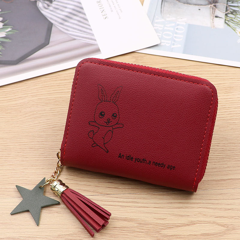 Women's Color Cute Style Zipper Korean Simple Purses