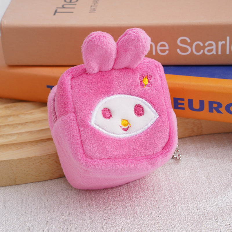 Cartoon Cute Square Plush Cable Pendant Coin Purses