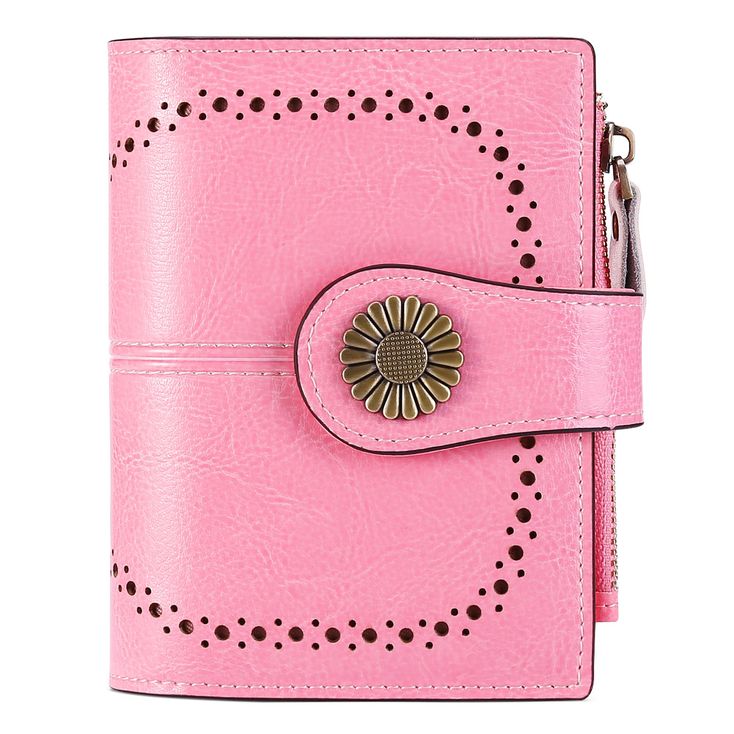 Women's Short Oil Wax Leather Zipper Ladies Wallets