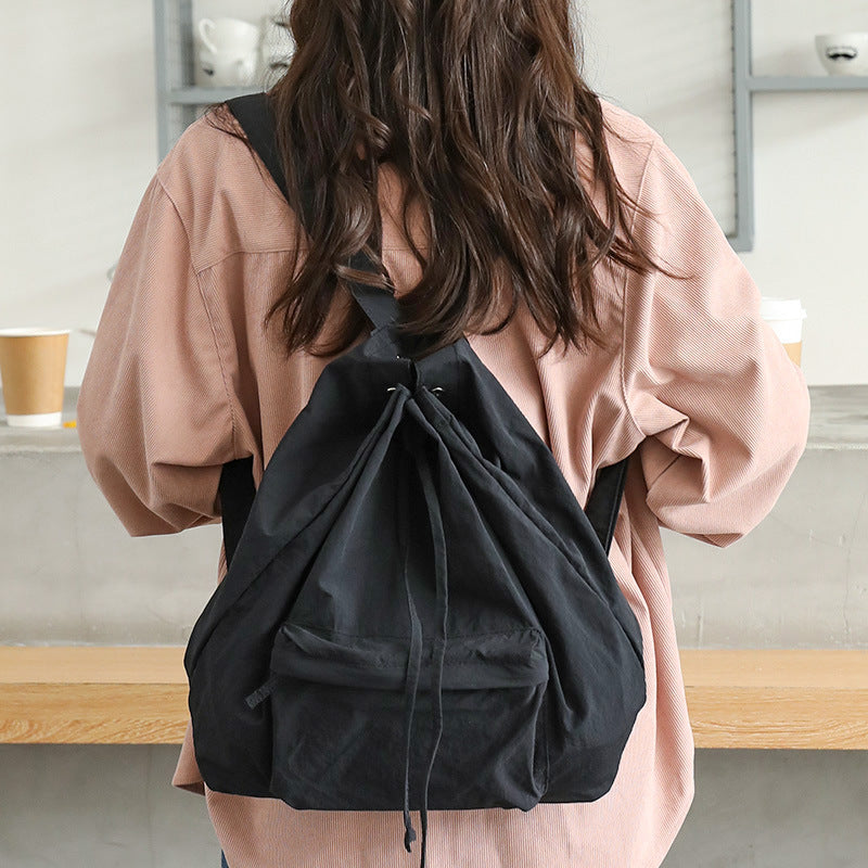 Korean Style Artistic Nylon Fashion Drawstring Small Backpacks