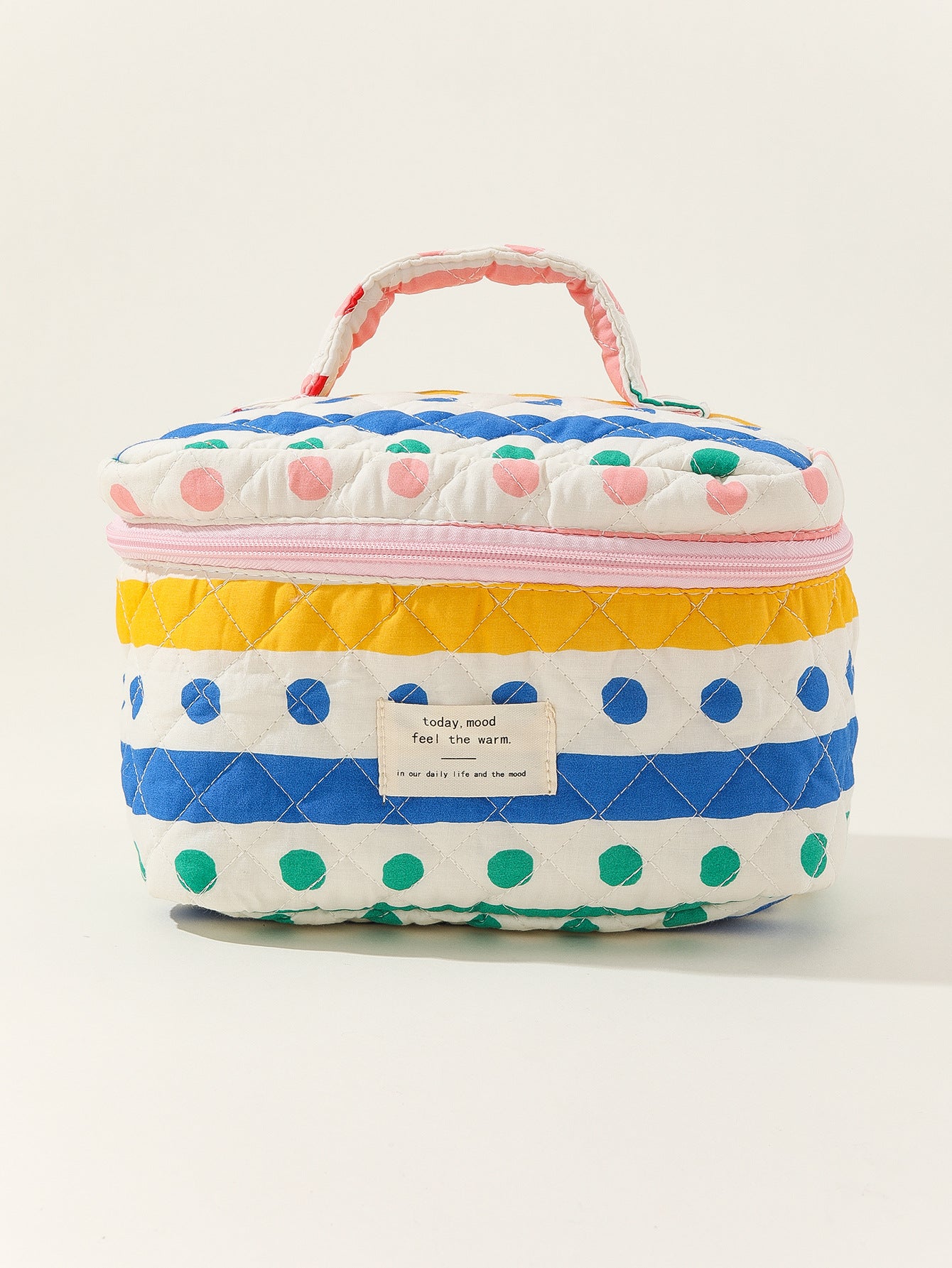 Portable Large Capacity Striped Polka Dot Storage Carrying Cosmetic Bags