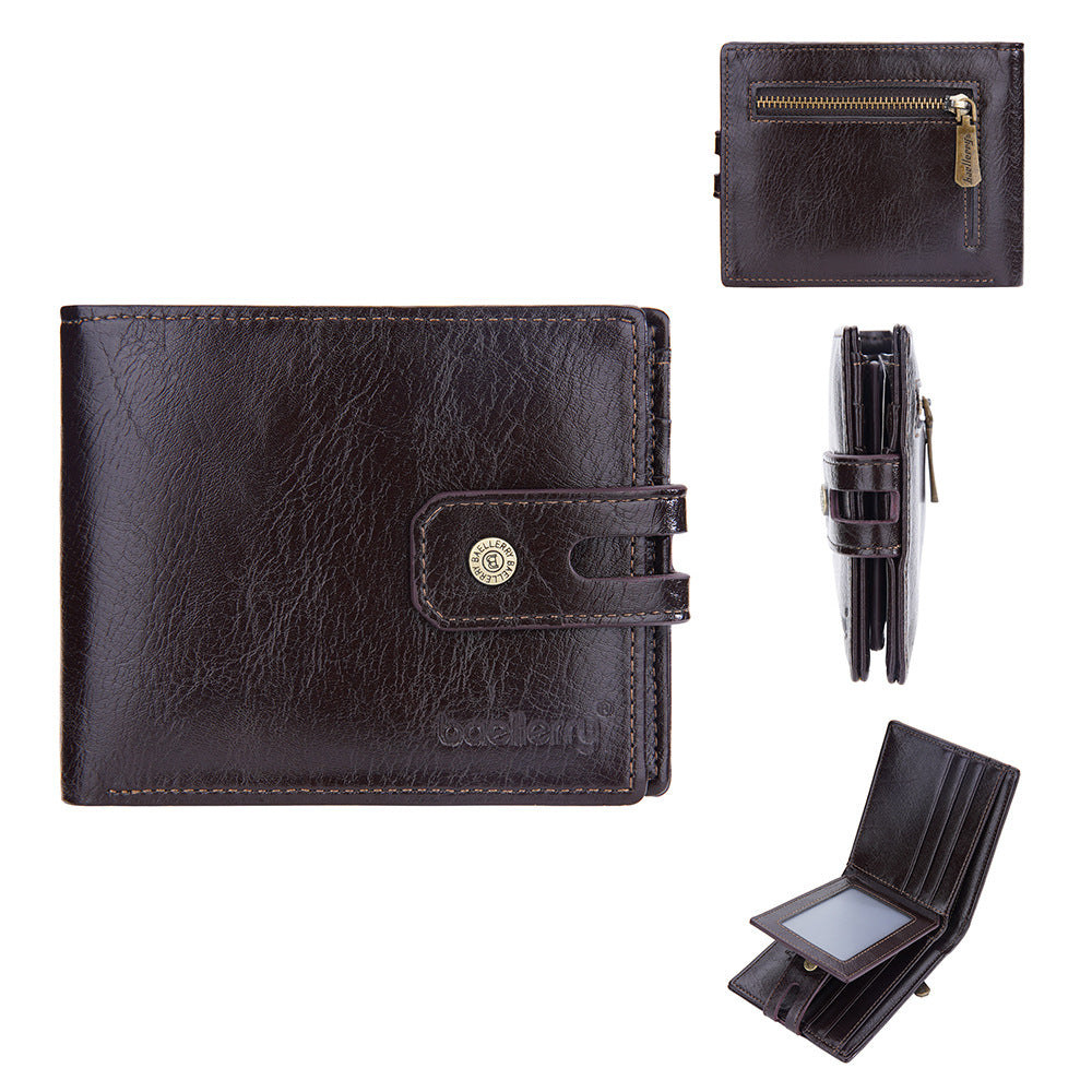 Men's Retro Short Multiple Slots Zipper Men's Wallets