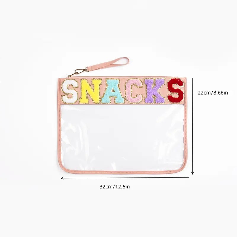 Transparent Zipper Embroidery Letters Portable Waterproof Cosmetic Bags