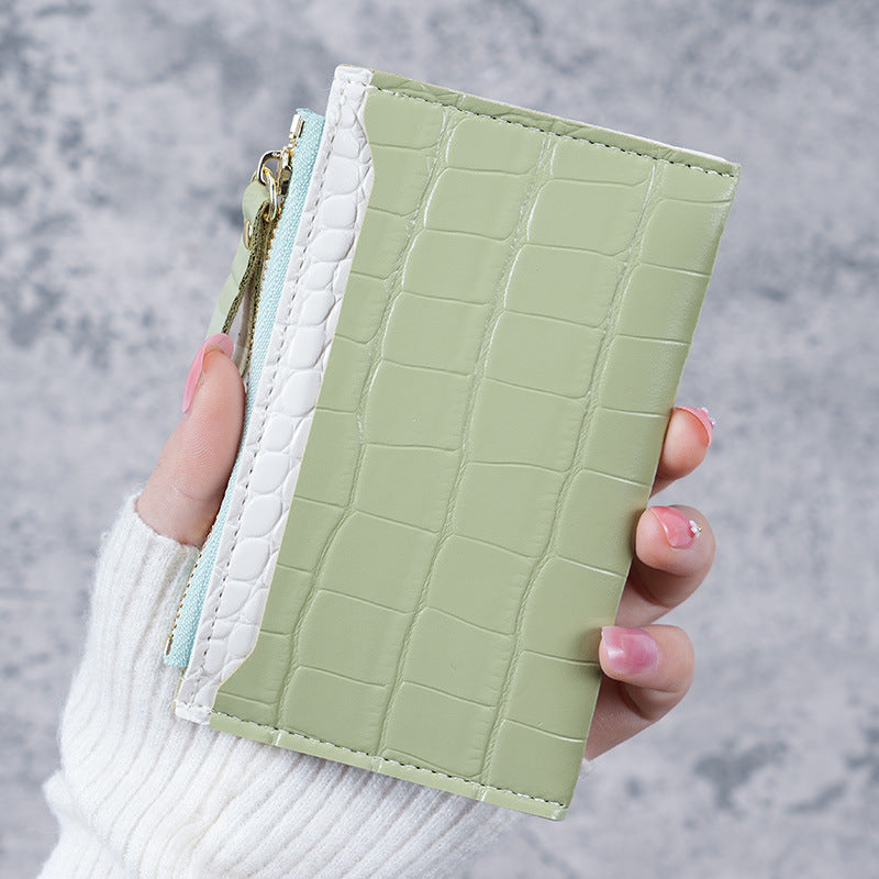 Women's Crocodile Pattern Zipper Multiple Slots Ding Ladies Wallets