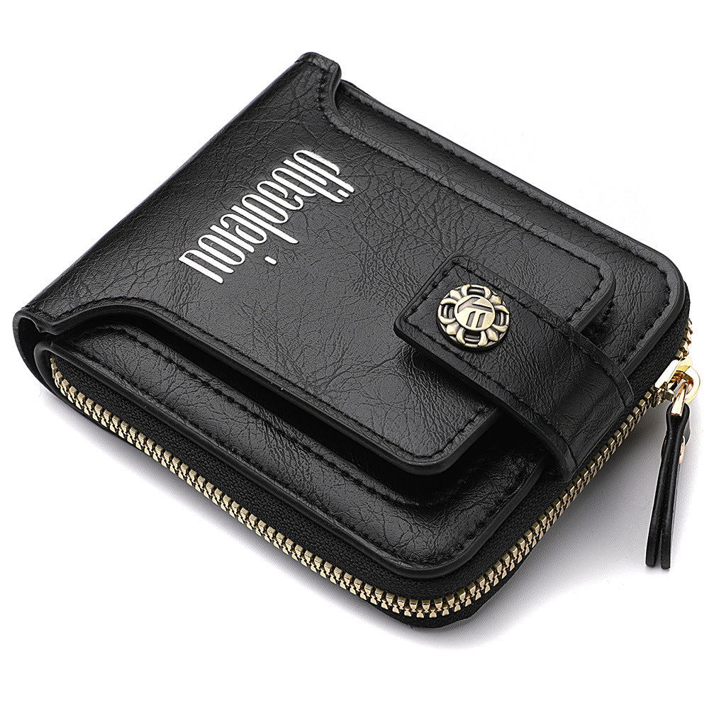 Men's Horizontal Short Zipper Retro Boys Men's Wallets