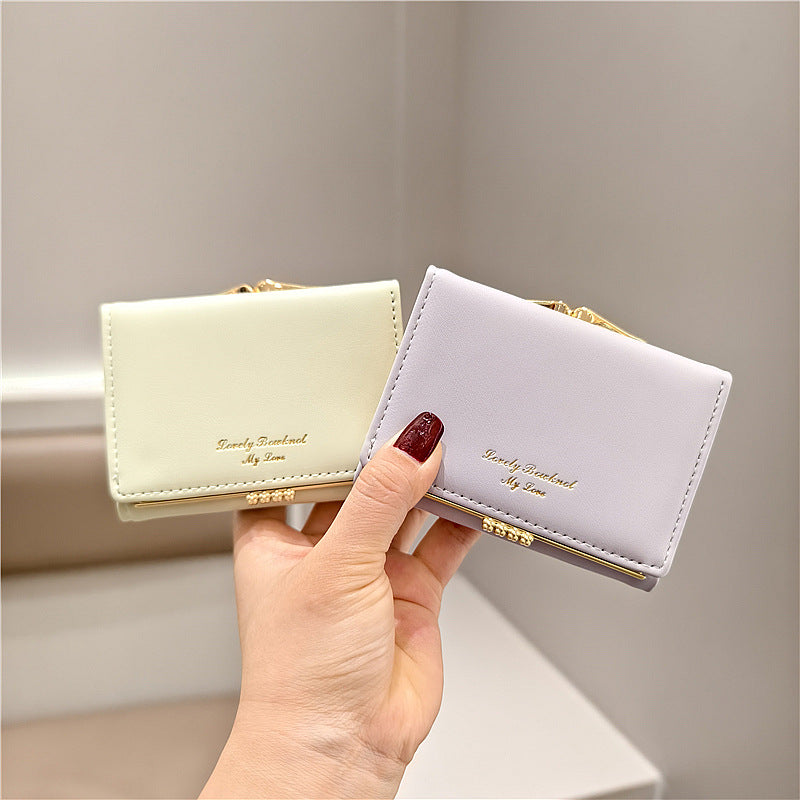 Women's Solid Color Short Small Clip Simple Ladies Wallets