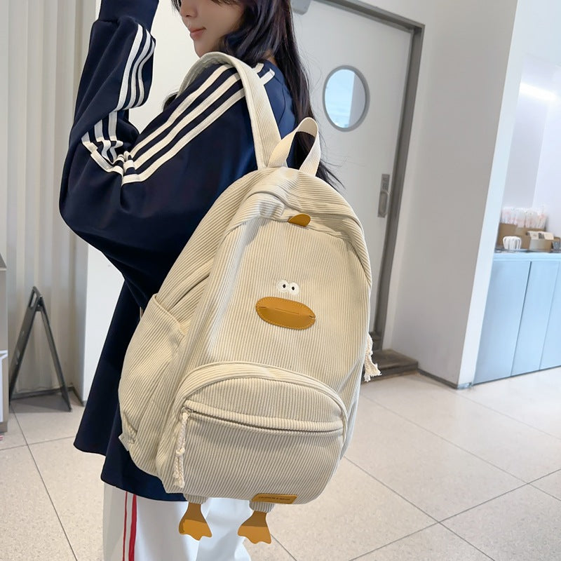 Cartoon Little Duck College High Korean Backpacks